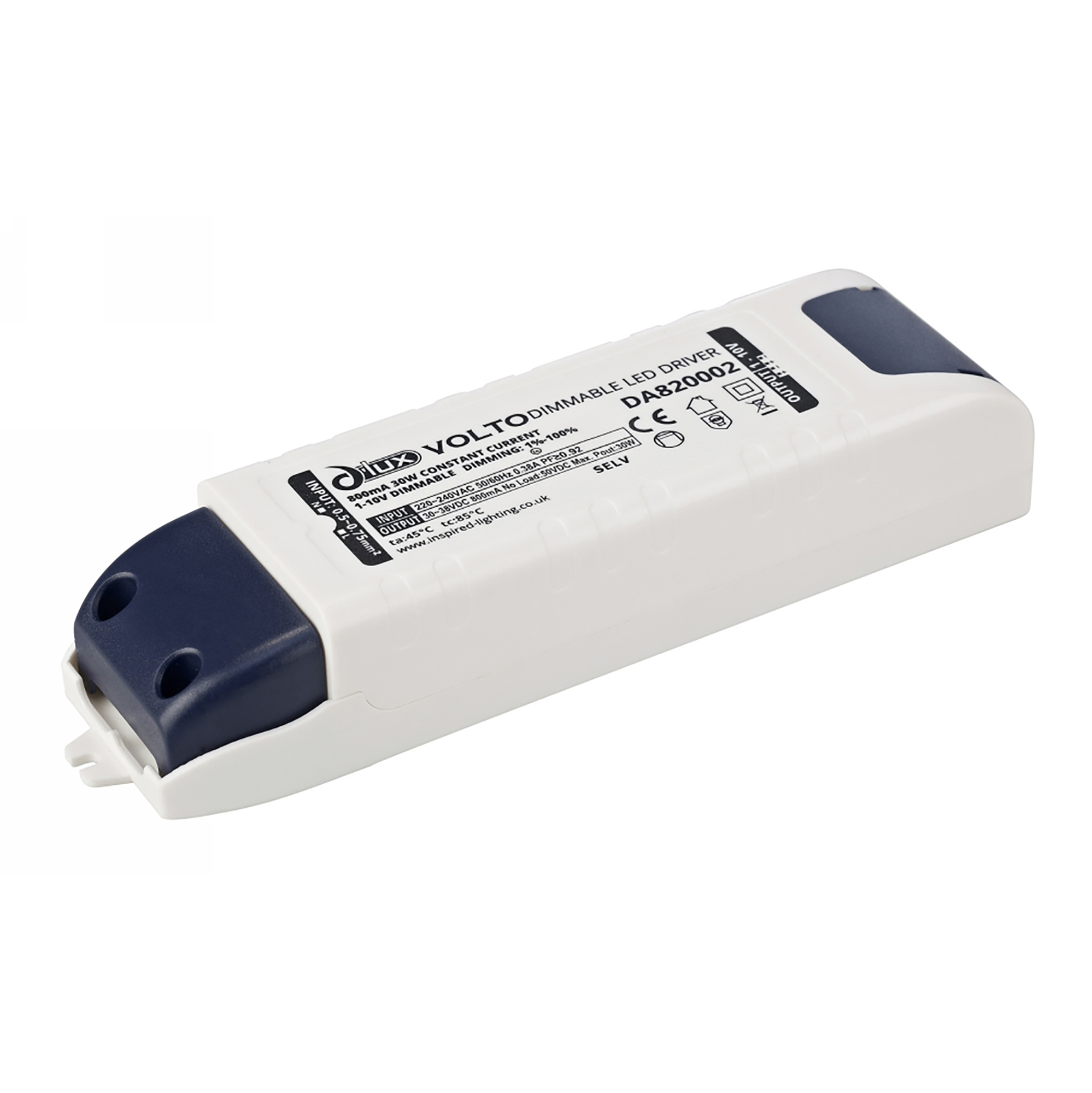 DA820002  Volto, 30W, Constant Current, 800mA 1-10V Dimmable LED Driver 30-38V